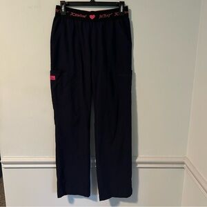 Betsey Johnson Navy Blue & Pink Cargo Scrub Pants Size Small